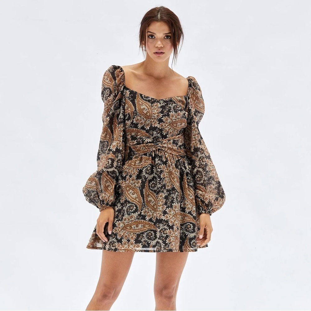 MinkPink Persian Paradise Mini Dress - Black/Brown